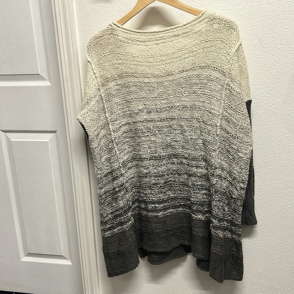 Free People Black and Gray Crew Neck Sweater XS S Oversized Side Slit